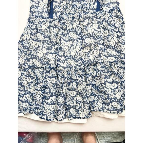 Polo Ralph Lauren Dress Girls Size 12 Blue White Sundress Floral Short Sleeve - Picture 4 of 11